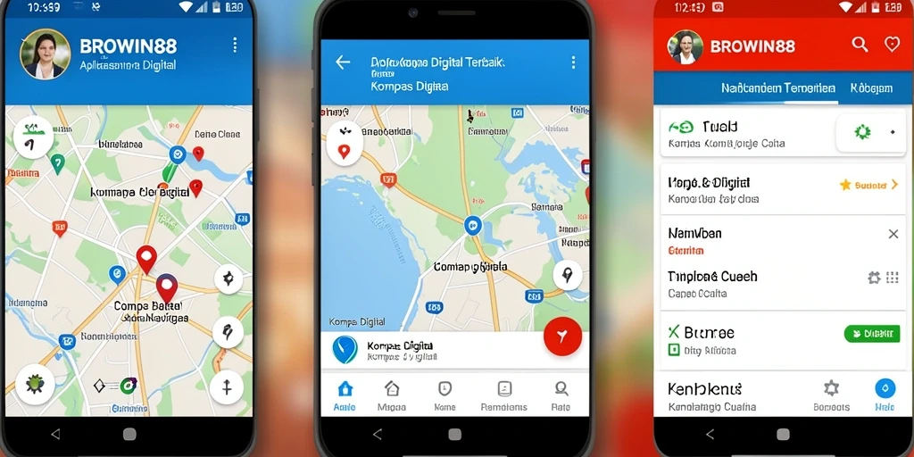 Tampilan antarmuka BROWIN88 dengan kompas digital yang jelas.