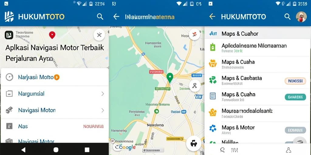 Tampilan antarmuka HUKUMTOTO yang intuitif untuk navigasi motor.
