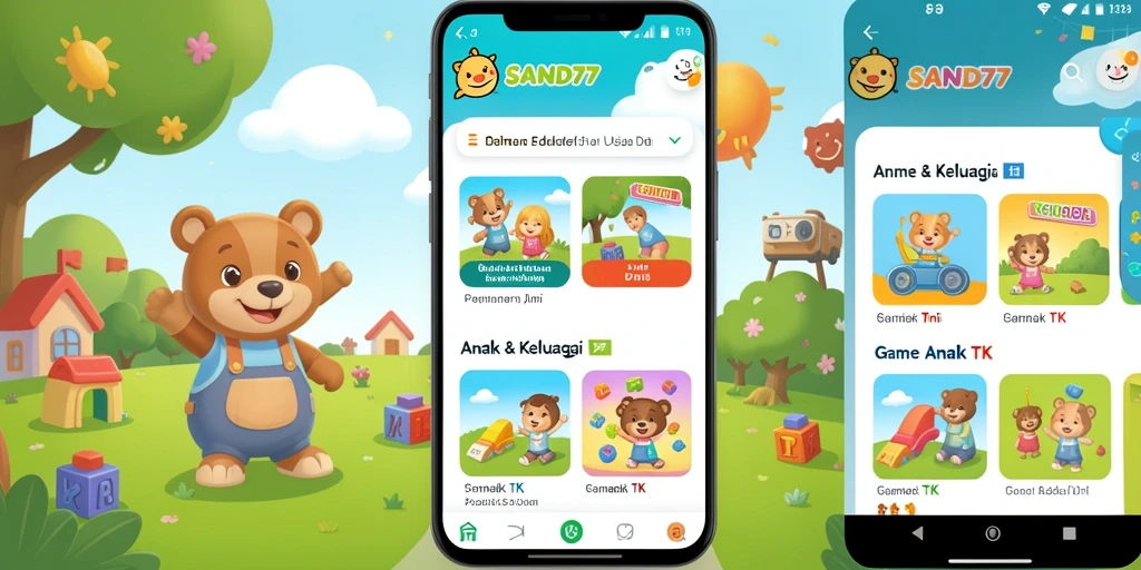 Tampilan antarmuka <strong>SAND77</strong> yang menarik untuk anak-anak saat bermain.