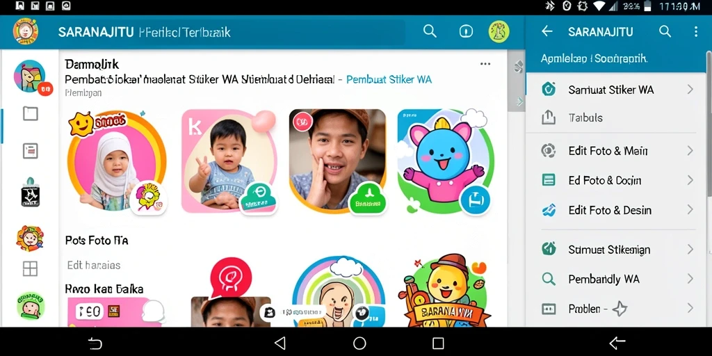 Tampilan antarmuka pengguna aplikasi SARANAJITU untuk membuat stiker.