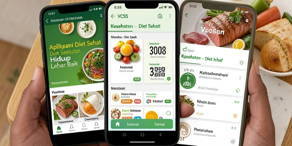 Tampilan antarmuka aplikasi VC55 untuk diet sehat